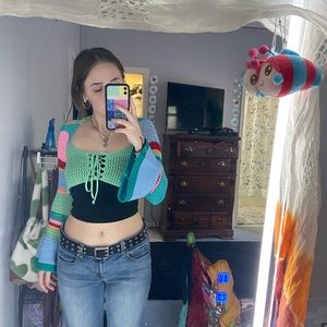 y2k knitted crop top (OVER SHIRT ONLY)